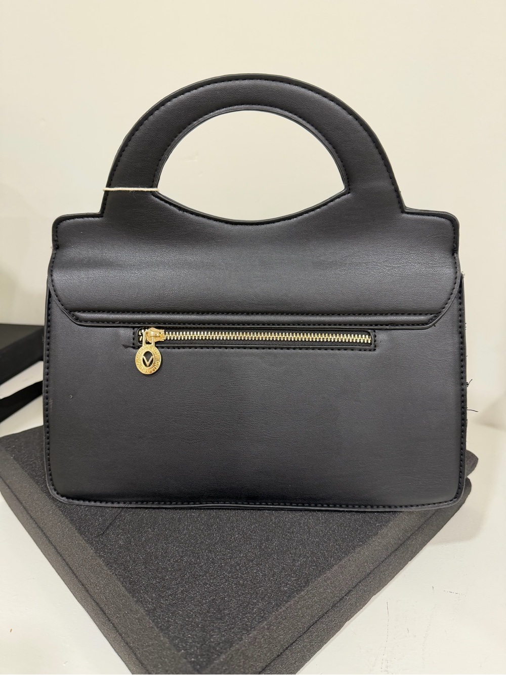 NWT Valentino Orlandi Black Quilted Top-Handle Bag with Gold Accent W/ Crossbody - Picture 6 of 9